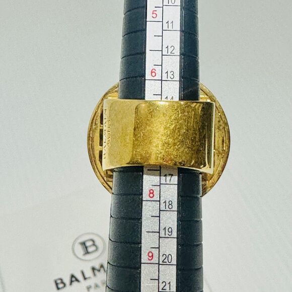 Balmain Antique Gold-Tone Brass Coin Ring Unisex Size M/ 7 NIB $595 - Picture 6 of 13